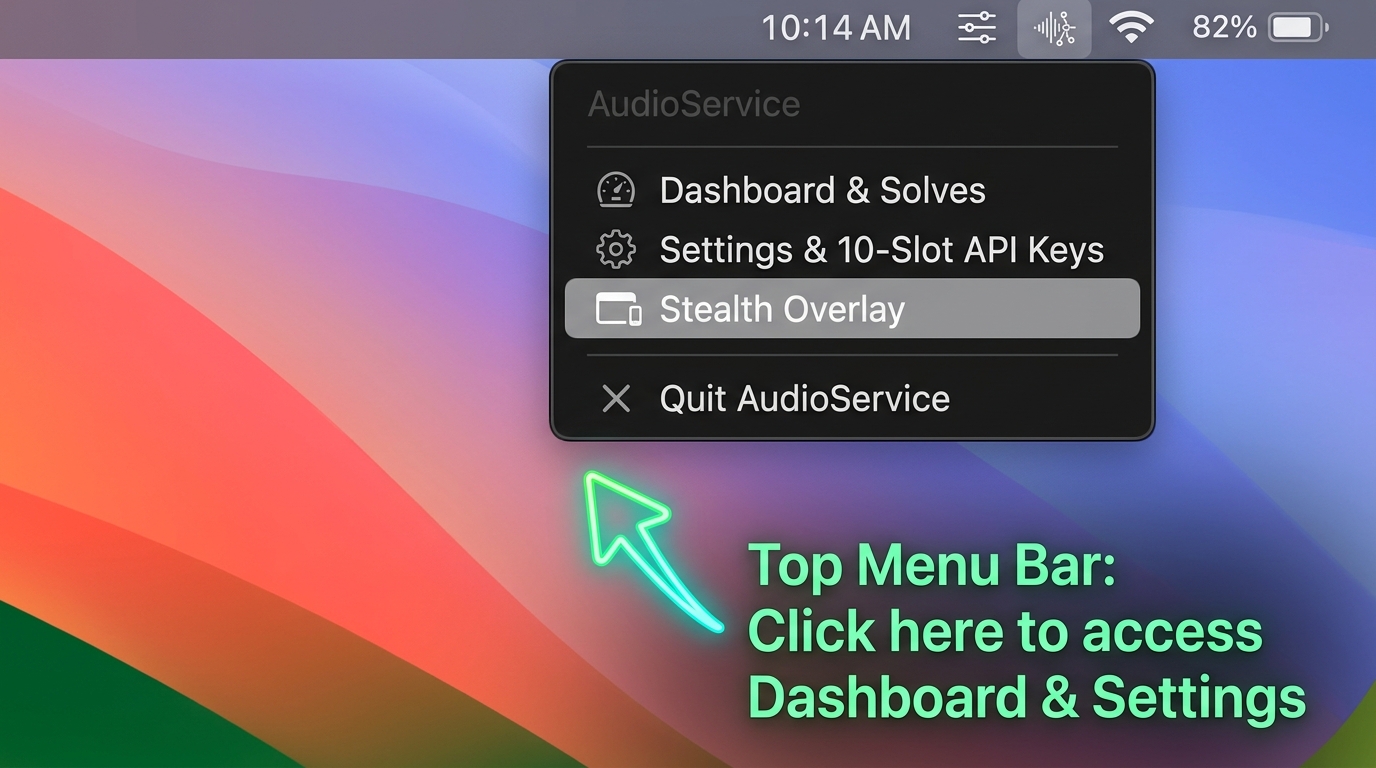 macOS Top Menu Bar Hidden AudioService Dock